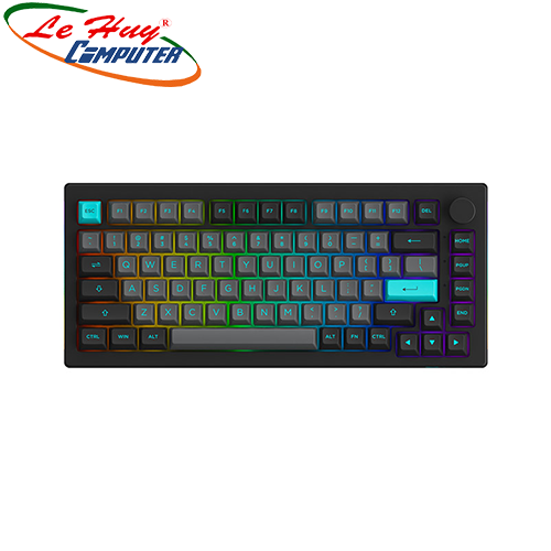 Bàn phím cơ AKKO 5075B Plus Black & Cyan RGB (Wine Red Switch)