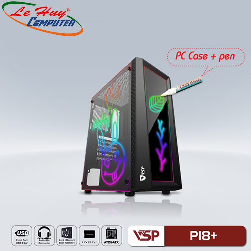 Vỏ máy tính VSP P18+ Đen (kèm bút vẽ dạ quang)