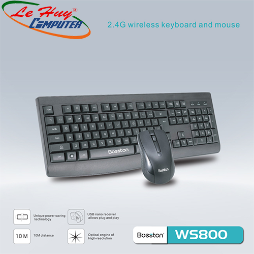 Combo Phím Chuột Không Dây Bosston WS800