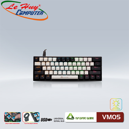 BÀN PHÍM CƠ VSP ESPORT GAMING VM05 Đen Xám USB LED