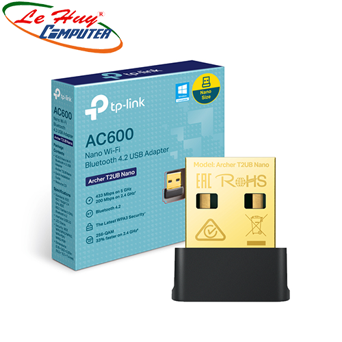 Bộ thu sóng Wifi Bluetooth 4.2 TP-Link Archer T2UB Nano AC600 2 băng tần