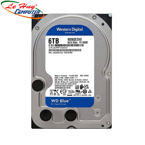 Ổ Cứng HDD Western Blue 6TB 3.5inch SATA III 256MB Cache 5400RPM (WD60EZAX) Chính Hãng