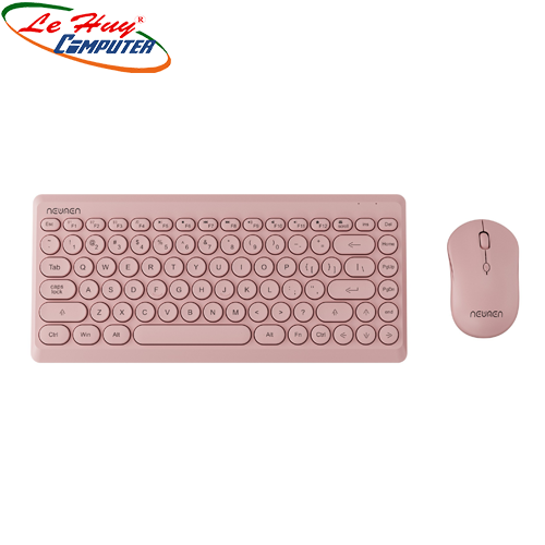 Combo Phím Chuột Không Dây NEWMEN D928 Hồng/Trắng