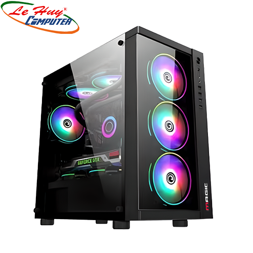 Vỏ máy tính MAGIC GM-01 BLACK GLASS CÓ SẮN 4 FAN (MATX)