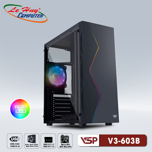 Vỏ máy tính VSP V3-603B Led RGB
