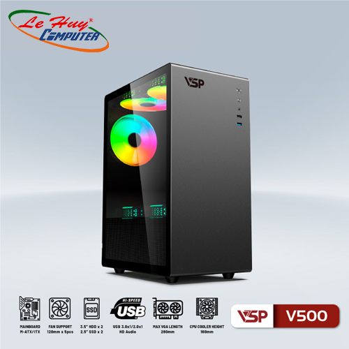 Vỏ máy tính VSP V500 Đen (No Fan)