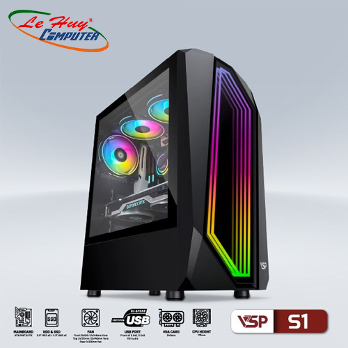 Vỏ máy tính VSP S1 Đen (No Fan)