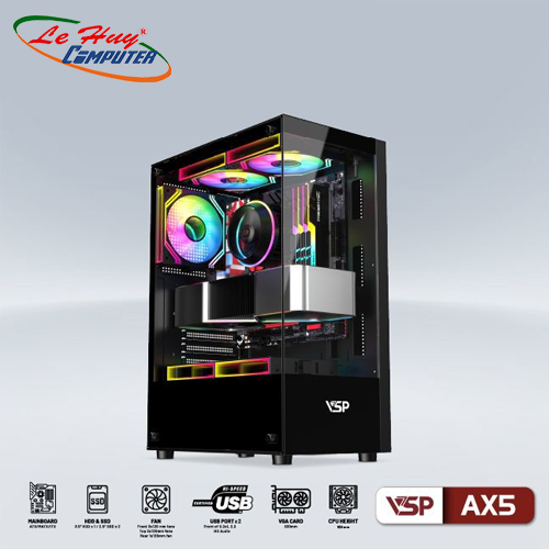 Vỏ máy tính VSP AQuanaut AX5  Đen (No Fan)