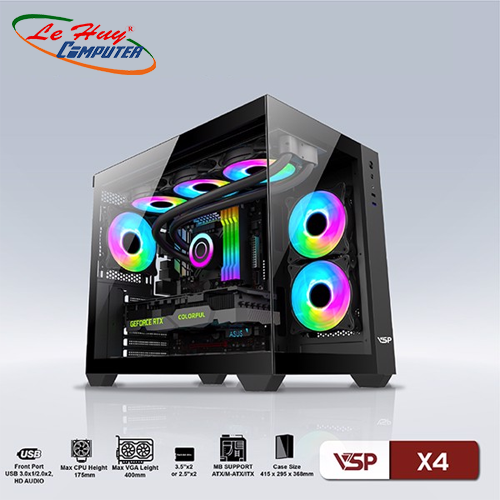 Vỏ máy tính VSP AQuanaut X4 Đen (No Fan)