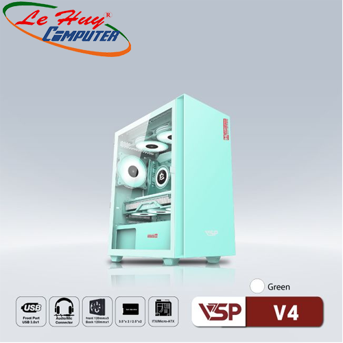 Vỏ máy tính VSP V4 Xanh