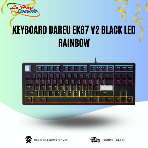 Bàn phím cơ DareU EK87 V2 Black LED Rainbow (Blue/ Brown/ Red D switch)