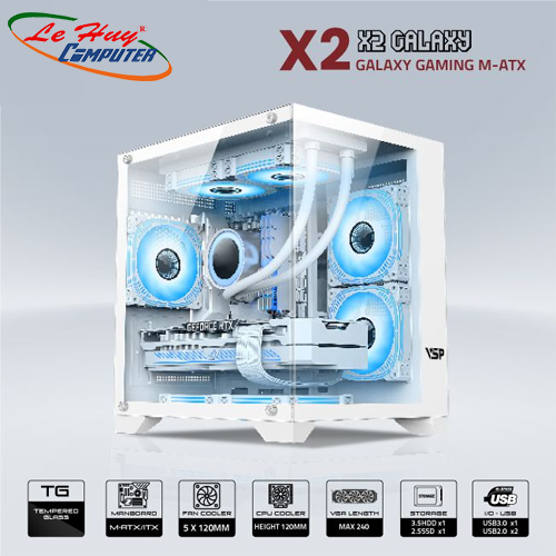 Vỏ máy tính VSP AQUANAUT PRO GAMING M-ATX X2 GALAXY - TRẮNG