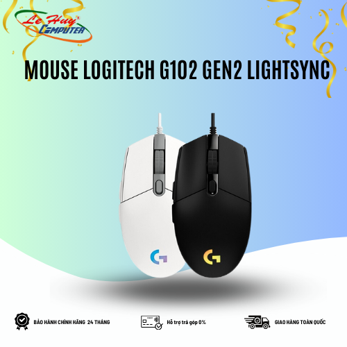 Chuột máy tính Logitech G102 GEN2 LightSync (Trắng)