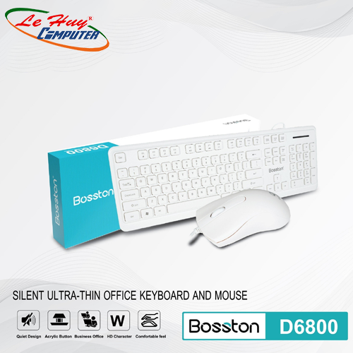 Combo Phím Chuột Có Dây Bosston D6800 TRẮNG