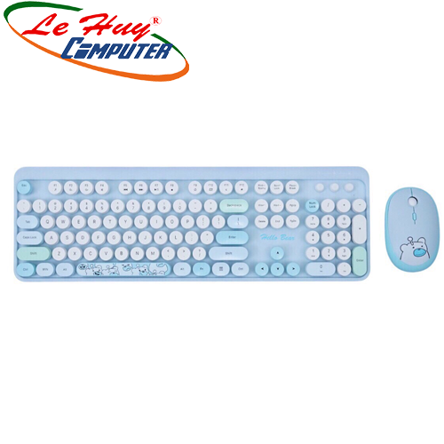 Combo Phím Chuột Không Dây HELLO BEAR GEEZE (BLUE/GREEN/MILK TEA/PURPLE)