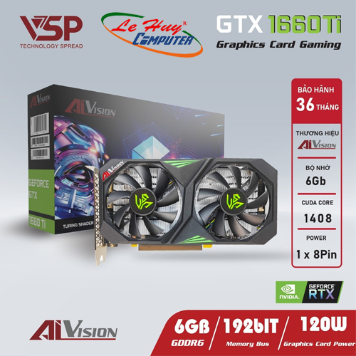 Card Màn Hình - VGA AIVision GTX 1660TI 6GB DDR6 (192Bit) Chính Hãng