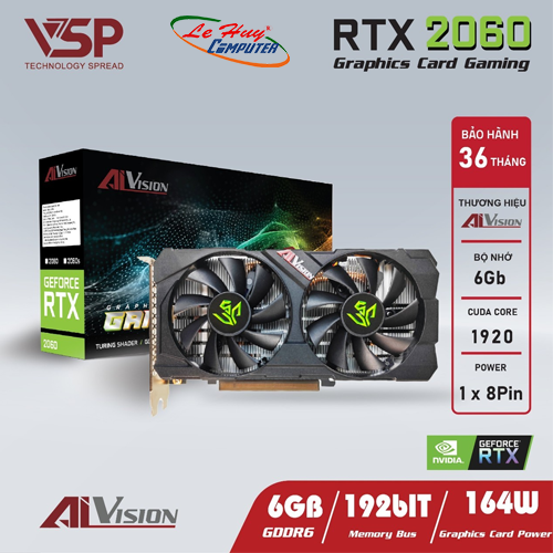 Card Màn Hình - VGA AIVision GTX 2060 6GB DDR6 (192Bit) Chính Hãng