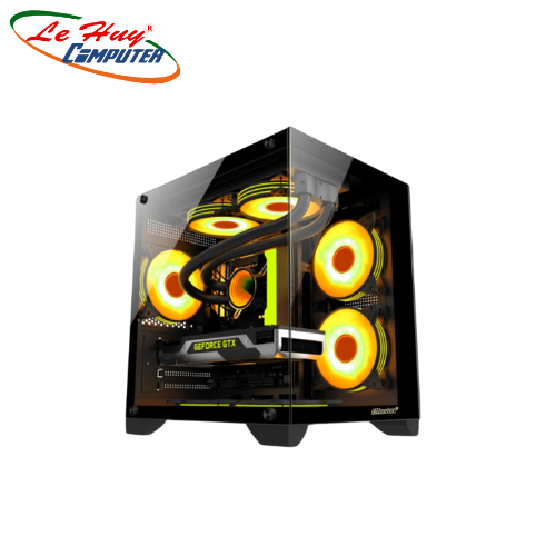 Vỏ máy tính Emaster Gaming ECG985 Black/White (Case bể cá chưa Fan)