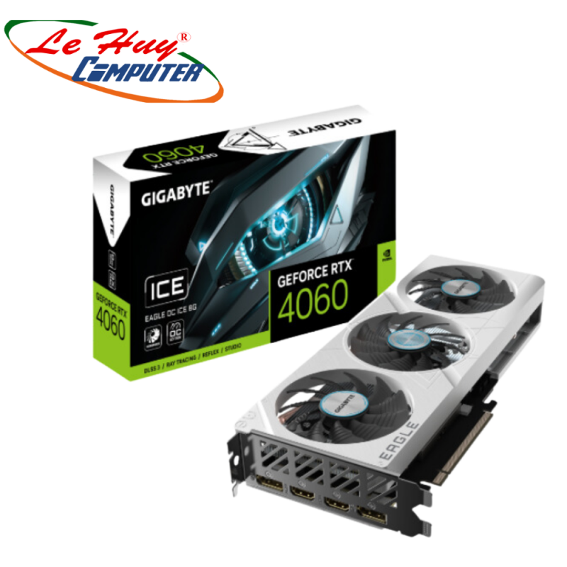 Card Màn Hình - VGA GIGABYTE GeForce RTX 4060 EAGLE OC ICE 8G (GV-N4060EAGLEOC ICE-8GD)