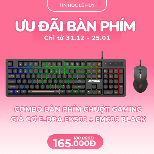 Combo Bàn Phím Chuột Gaming Giả Cơ E-DRA EK506 Led Rainbow Black