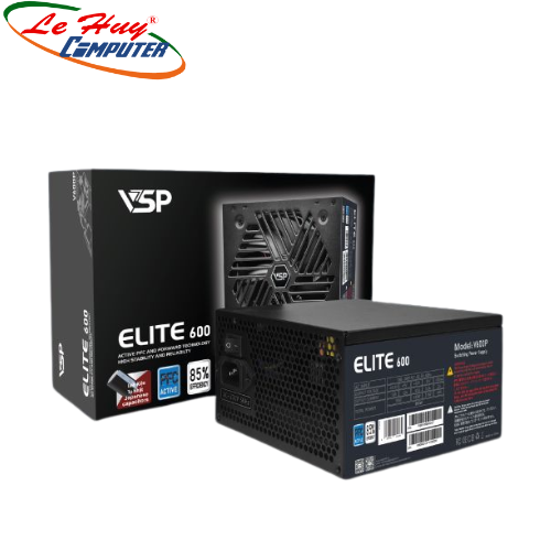 Nguồn Máy Tính VSP Elite Active PFC V600P - Đen | 600W, ATX