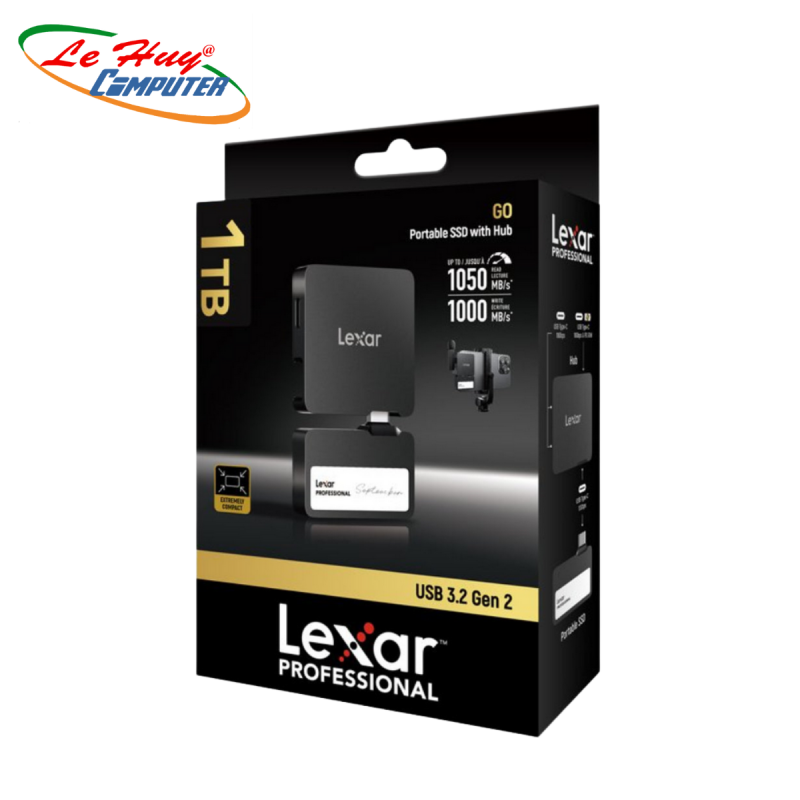 Ổ Cứng Di Động SSD Lexar Professional Go With Hub SL400 1TB Black USB 3.2 Gen 2 (LSL400S001T-RNBNG)