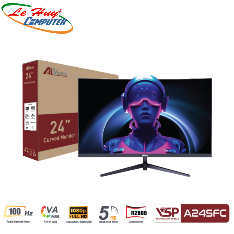 Màn Hình Cong AIVISION A245FC (24inch | FHD | VA | 100Hz | 5ms) - Black