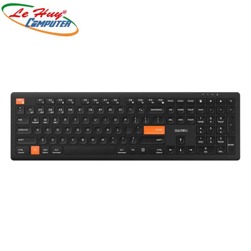 Bàn Phím Không Dây Dareu LK150D Black Orange (Dual Mode, Scissor Switch)