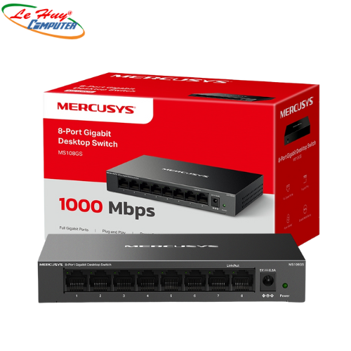 Thiết bị chuyển mạch Switch Mercusys MS108GS (8 port/ 10/100/1000 Mbps)