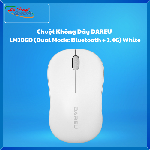 Chuột Không Dây DAREU LM106D (Dual Mode: Bluetooth + 2.4G) White