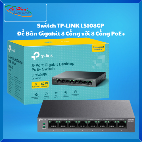 Switch TP-LINK LS108GP Để Bàn Gigabit 8 Cổng với 8 Cổng PoE+