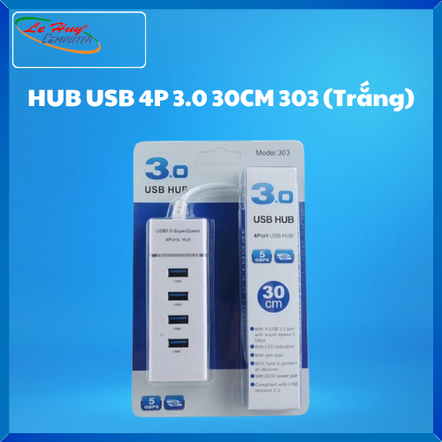 HUB USB 4P 3.0 30CM 303 (Trắng)