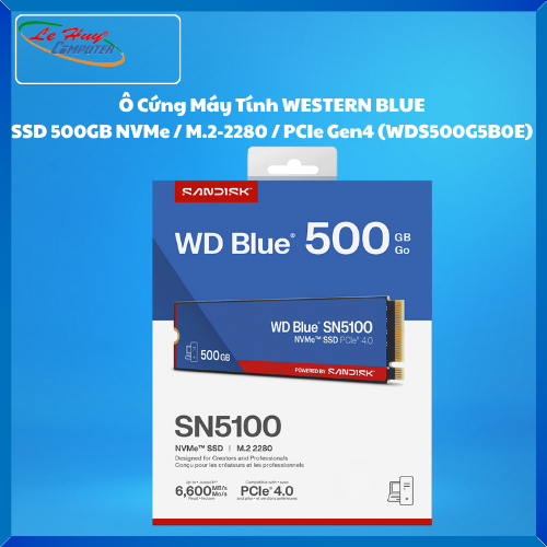 Ô Cứng Máy Tính - SSD WESTERN BLUE SN5100 500GB NVMe / M.2-2280 / PCIe Gen4 (WDS500G5B0E)