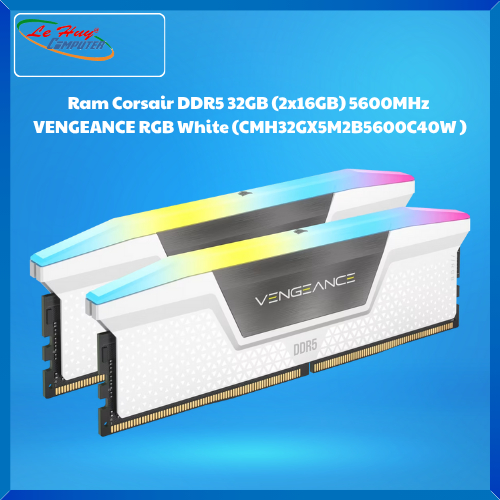 Ram Máy Tính CORSAIR DDR5 32GB (2x16GB) 5600MHz VENGEANCE RGB White (CMH32GX5M2B5600C40W)