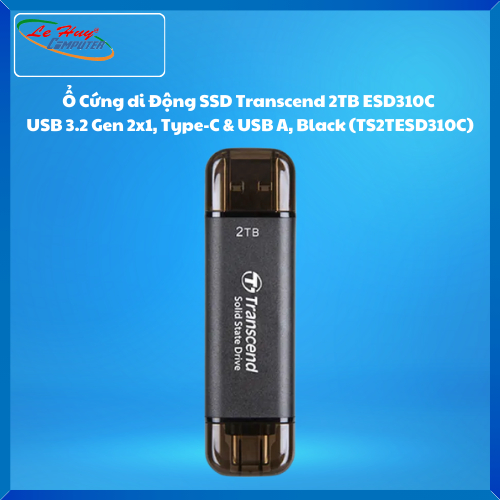Ổ Cứng di Động SSD Transcend 2TB ESD310C USB 3.2 Gen 2x1, Type-C & USB A, Black (TS2TESD310C)