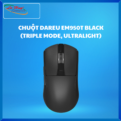 Chuột Máy Tính Không Dây DAREU EM950T BLACK (TRIPLE MODE, ULTRALIGHT)