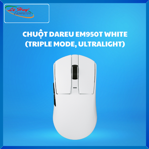 Chuột Máy Tính Không Dây DAREU EM950T WHITE (TRIPLE MODE, ULTRALIGHT)