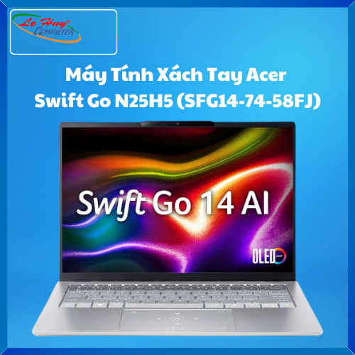 Máy Tính Xách Tay/Laptop Acer Swift Go N25H5 (SFG14-74-58FJ) (Ultra 5 225H; 16GB; 1TB SSD; UMA; 14inch FHD+ OLED; Win11; Bạc; NX.JF8SV.005)