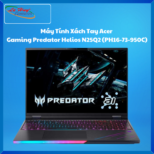 Máy Tính Xách Tay/Laptop Acer Gaming Predator Helios  N25Q2 (PH16-73-950C) (U9-275HX; 1*32GB; 2TB SSD; 16inch OLED; Win11; RTX5090; Đen; NH.QW0SV.001)