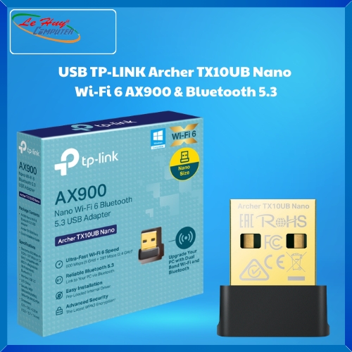Bộ thu sóng Wi-Fi 6 & Bluetooth 5.3 TP-Link Archer TX10UB Nano AX900 Băng Tần Kép