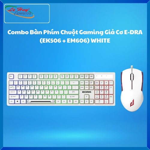 Combo Bàn Phím Chuột Gaming Giả Cơ E-DRA EK506 Led Rainbow White