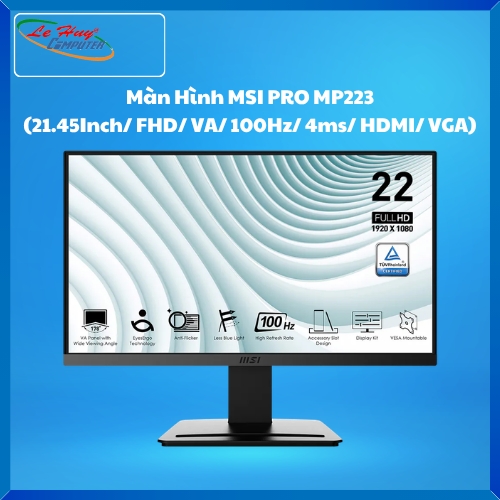 Màn Hình Máy Tính MSI PRO MP223 (21.45Inch/ FHD/ VA/ 100Hz/ 4ms/ HDMI/ VGA)