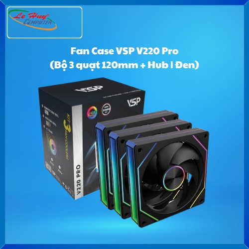 Fan Case VSP V220 Pro (Bộ 3 quạt 120mm + Hub | Đen)