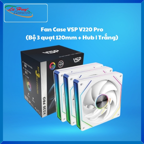 Fan Case VSP V220 Pro (Bộ 3 quạt 120mm + Hub | Trắng)