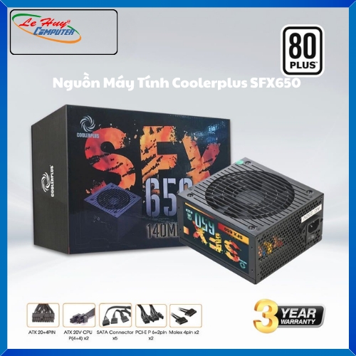 Nguồn Máy Tính Coolerplus SFX650 (2 CPU) 80 Plus White