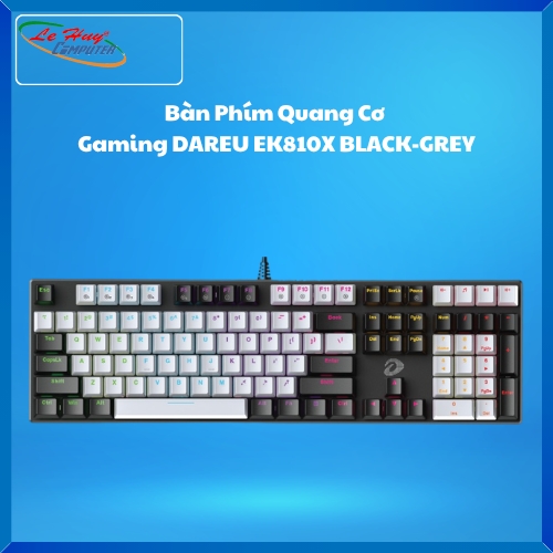 Bàn Phím Quang Cơ Gaming DAREU EK810X BLACK-GREY (WATERPROOF,  Optical switch - BLUE, MULTI LED)