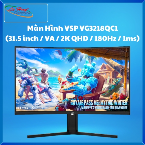 Màn Hình Máy Tính VSP VG3218QC1 (31.5 inch / VA / 2K QHD / 180Hz / 1ms)