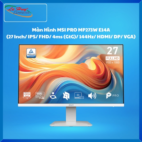 Màn Hình Máy Tính MSI PRO MP273W E14A (27 Inch/ IPS/ FHD/ 4ms (GtG)/ 144Hz/ HDMI/ DP/ VGA)