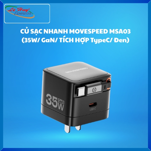 CỦ SẠC NHANH MOVESPEED MSA03 (35W/ GaN/ TÍCH HỢP TypeC/ Đen)