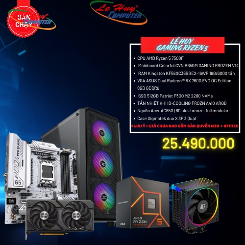 Bộ Máy Tính - PC Gaming AMD LHGM04 (CPU Ryzen 5 7500F MB B650M / Ram 16GB/ SSD 512GB)